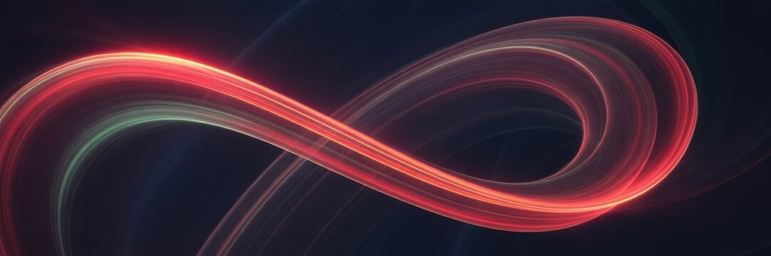 Abstract red and blue swirling light trails forming an infinity symbol - Powered by Adobe