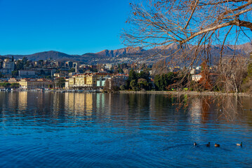 Fototapeta premium Waterfront of Lugano in Switzerland