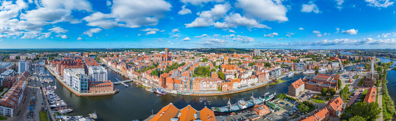 Panorama of Gdansk from Olowianka island, Poland