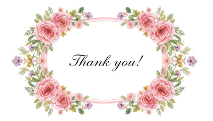 Elegant Floral Thank You Card with Pink Roses and Greenery