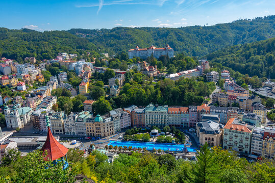 Aerial view of Karlovy Vary in Czech republic