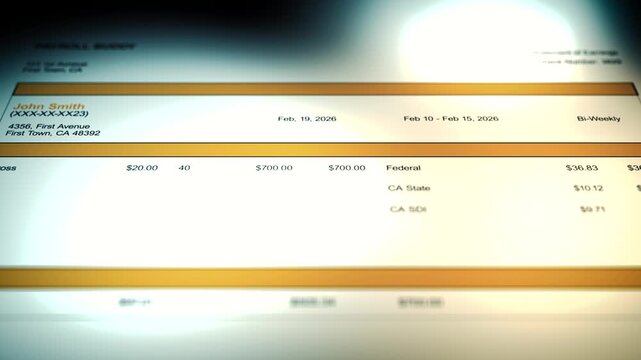 Generic Paystub from a Fictional Business