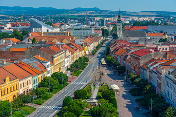 Panorama view of the main square in Presov, Slovakia