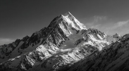 Obraz premium Snowy mountain peak, dramatic light (2)