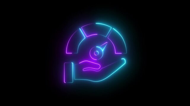 &ldquo;High Risk Neon Icon on Speedometer Held in Hands &ndash; Animated Risk Meter Gauge with Glowing Red Warning Effect&rdquo;