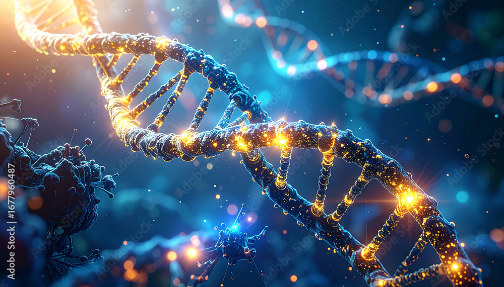 Poster dna helix visualization: a mesmerizing depiction of the intricate structure of a dna helix, with glo