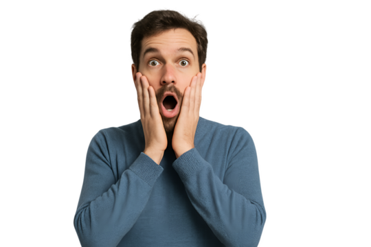 surprised young man isolated on white - Powered by Adobe