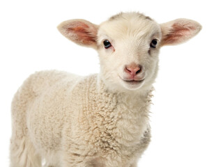 white baby sheep and lamb isolated, cut-out 