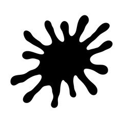 Hand drawn ink blot shape. Black paint splash.