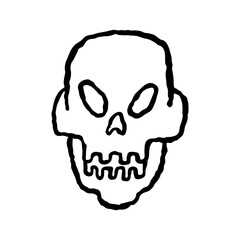 Simple hand drawn skull illustration. Retro style skull illustration for Halloween.