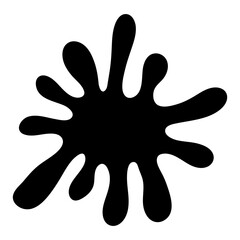 Hand drawn ink blot shape. Black paint splash.