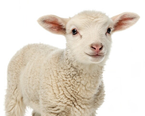 white baby sheep and lamb isolated, cut-out 