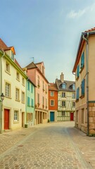 Fototapeta premium Medieval French city with cobblestone streets and medieval architecture