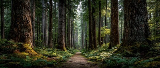 Fototapeta premium Exploring a Serene Forest Path Nature Trail Landscape Photography Tranquil Environment Ground Level View