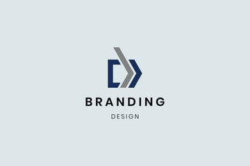 Modern geometric D letter liner logo design