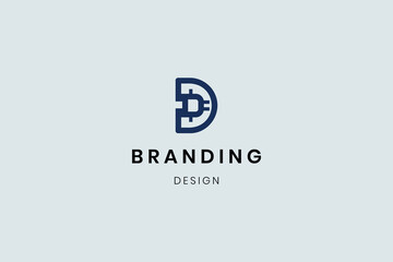 Modern geometric D letter liner logo design