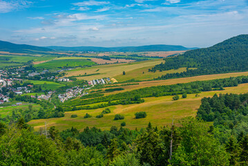 Obraz premium Panorama view of countryside in Bardejov district in Slovakia