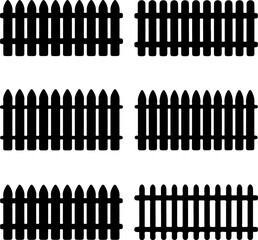 set of fence  silhouette vector illustration