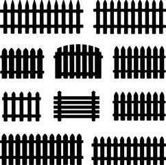 set of fence  silhouette vector illustration