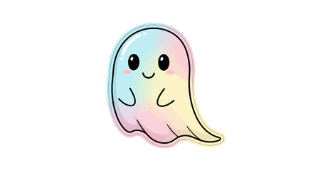 Obraz premium Vector Cute Cartoon Ghost SVG Illustration with Pastel Colors and Simple Outline Design