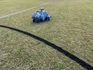Line marking robot mark lines in soccer field