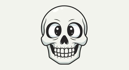 Fototapeta premium Illustration Vector SVG Design of Cartoon Skull with Funny Eyes and Outlined Style