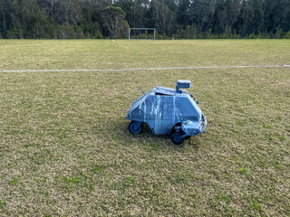 Line marking robot mark lines in soccer field