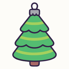 Vector illustration of a stylized Christmas tree with layered green stripes and a decorative top, perfect for holiday-themed designs and seasonal celebrations