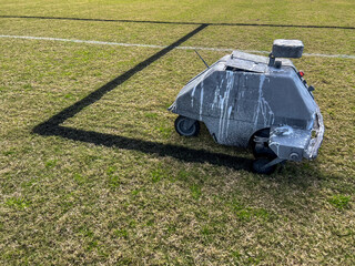 Line marking robot mark lines in soccer field