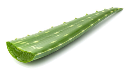 Fresh Aloe Vera Leaf Cut Showing Gel, Natural Treatment and Skincare Ingredient, Healing and Soothing Aloe Plant with Gel, White Background