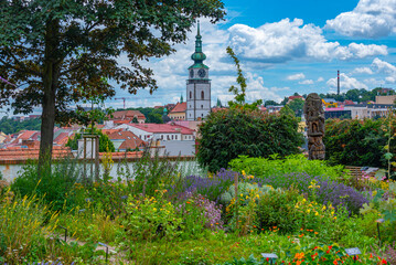 Naklejka premium Panorama of old town of Trebic in Czech republic