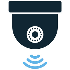 Smart security cam icon vector for home safety, surveillance, and monitoring. Useful for illustrating a modern security camera with connected technology.