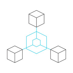 Blockchain Network Line Icon of Cryptocurrency & Blockchain Icon Set