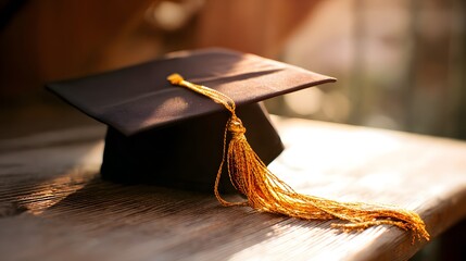 A single graduation cap with a golden tassel, symbolizing achievement and new beginnings.