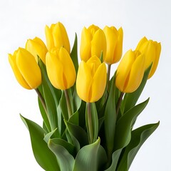 Naklejka premium Bunch of yellow tulips isolated on white background
