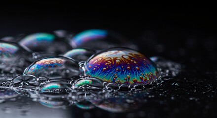 Naklejka premium Rainbow Hues in Soap Bubble Reflections