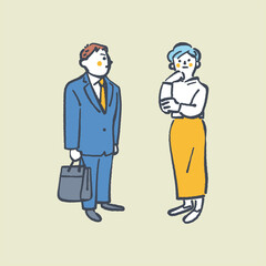 立ち話をする夫婦　ストックイラスト素材
