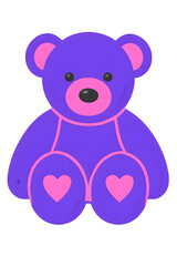 Fototapeta premium Ursinho de pelucia roxo ,teddy cartoon bear 