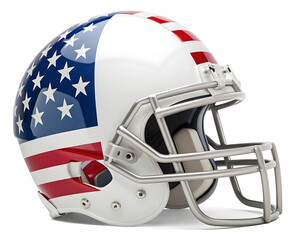 Fototapeta premium A football helmet decorated with the american flag pattern isolated on a white background studio shot