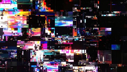 Futuristic Glitch Pattern with RGB Color Separation and Static Effect