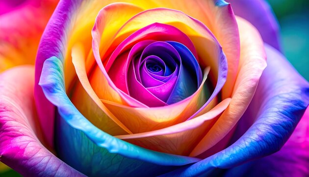Close-up rainbow rose (1) - Powered by Adobe