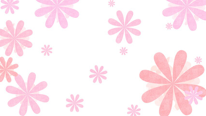 明るく華やかなピンクの花が並ぶ可愛らしい壁紙イラスト