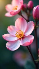 Fototapeta premium Close-up of delicate blossoms, petals gently unfurling, suggesting the soft inhale and exhale of breathing A tranquil scene of floral life in full bloom , tranquil, inhale, wellness