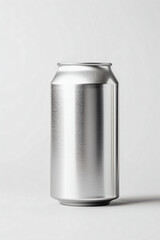 Metallic Aluminum Can on White Background with Smooth Finish