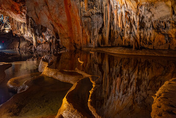 Interior of Domica cave in Slovakia