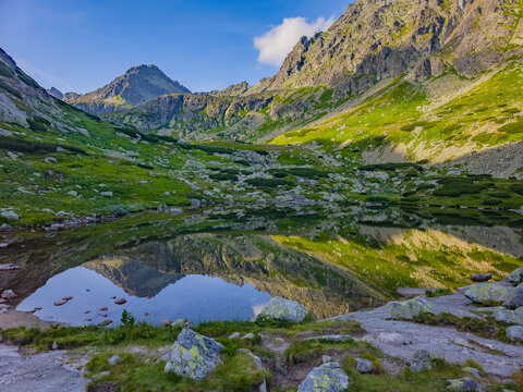 Pleso nad Skokem lake under Koprovsky stit mountain in Slovakia