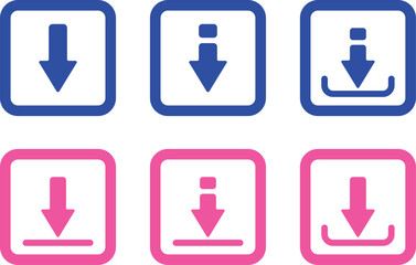 Download Arrow Icon Set – Blue and Pink Vector Buttons for Apps, Websites, and UI Design