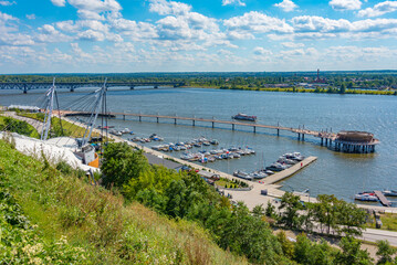 Marina in Polish town Plock during a sunny day