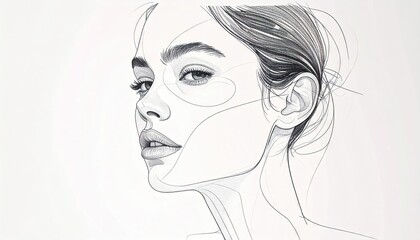 Geometric Minimalist Line Art Portrait of a Woman