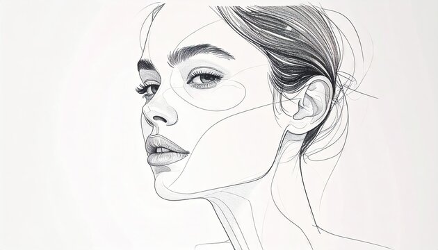 Geometric Minimalist Line Art Portrait of a Woman